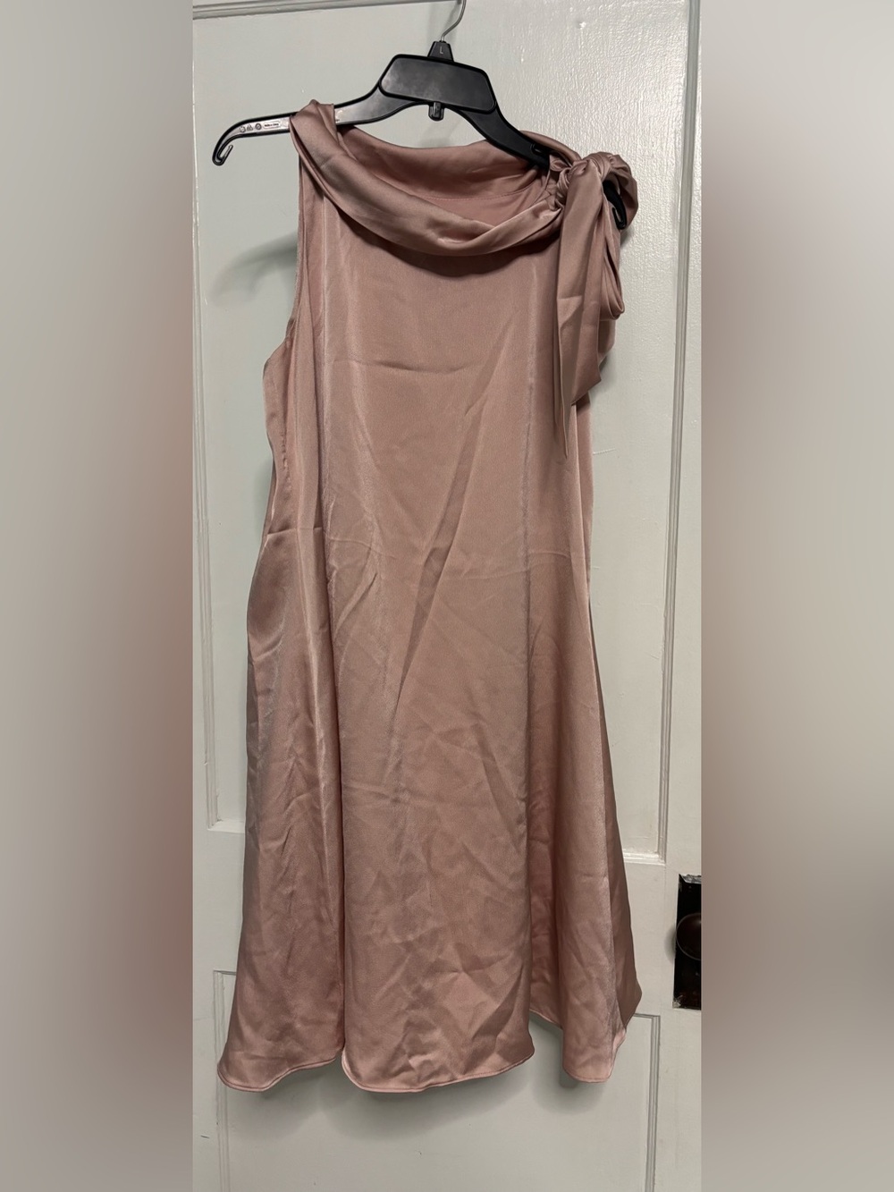 Robbie Bee Satin Midi Dress in Dusty Rose Blush